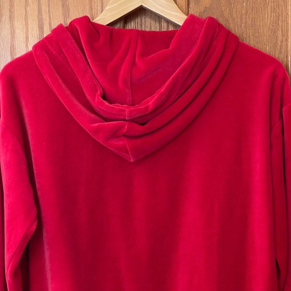 Juicy Couture Spell Out Los Angeles Womens Size XS Oversized Red Velour Hoodie - Picture 14 of 15
